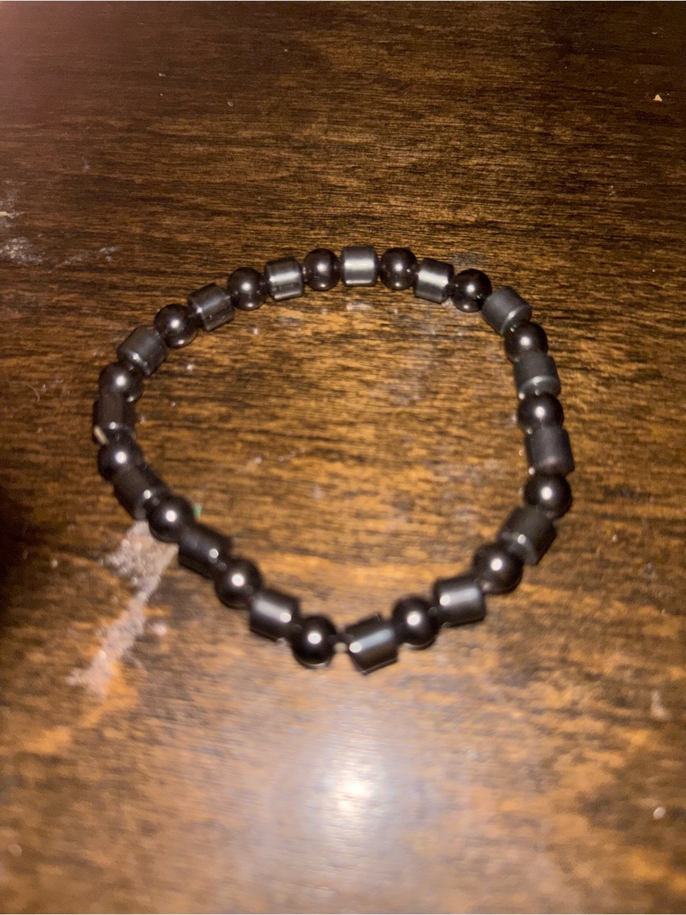 Black Beaded Men's Magnetic Bracelet - Minimalist Accessory